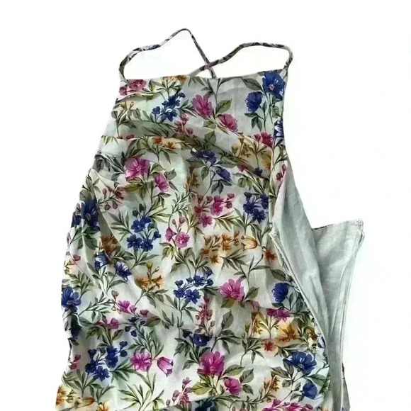 NWT EN SAISON Valeria Halter Strappy Ruched Floral Cotton Mini Dress Women Small - Picture 7 of 10